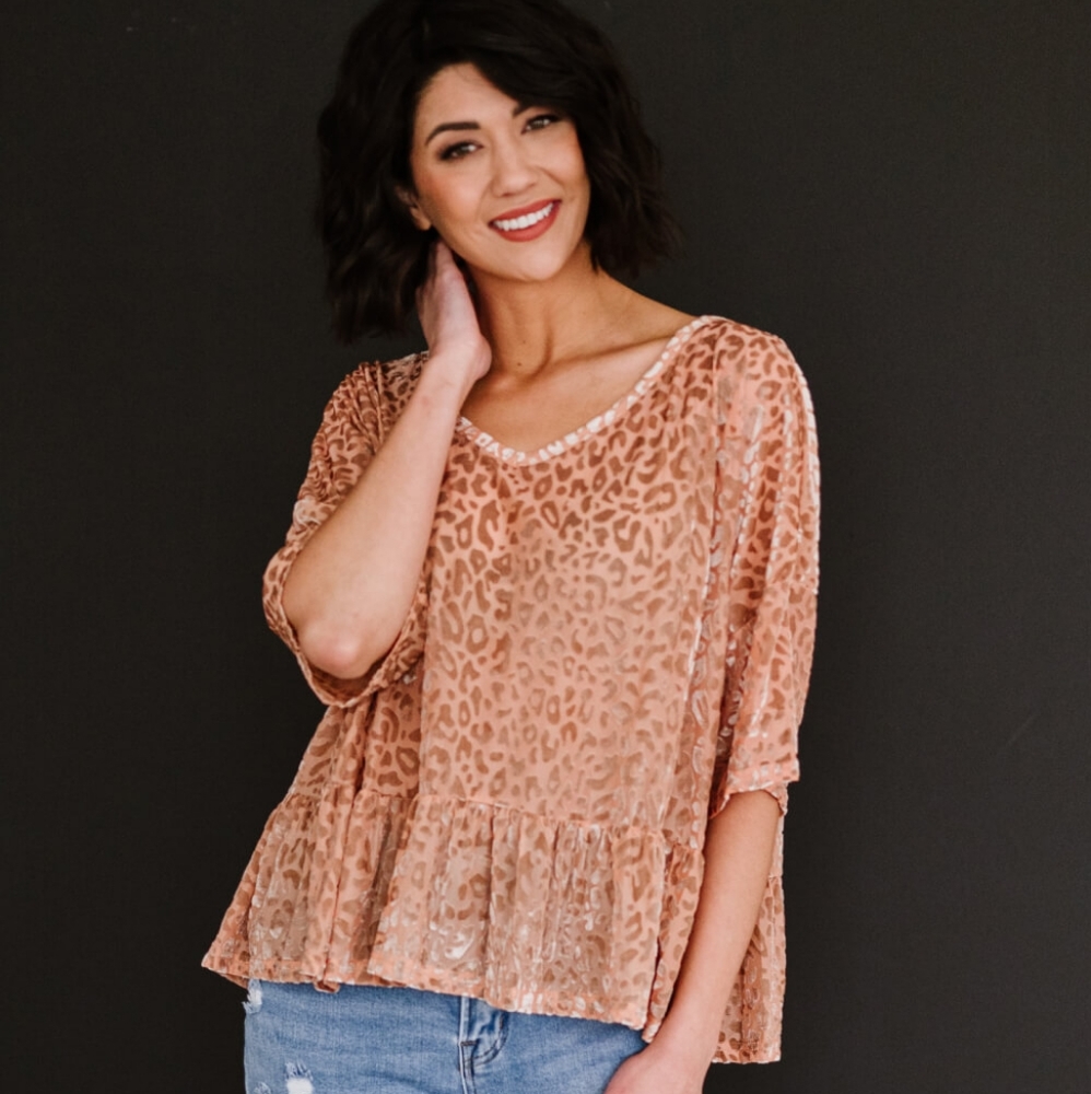 Cheers to You Leopard Burnout Top